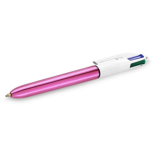 BİC TÜKENMEZ KALEM 4 RENK METAL PEMBE GÖVDE