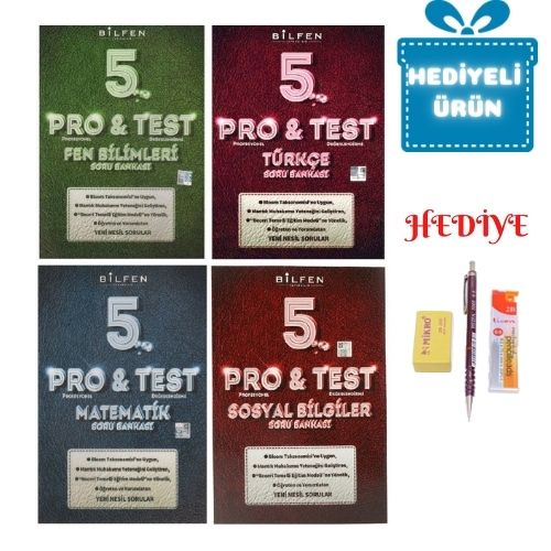 BİLFEN 5.Sınıf PRO&TEST Soru Bankası 4 lü SET (TÜR-MAT-FEN-SOSY)