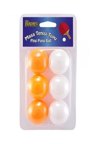 BRONS PİNPON TOPU 6 lı Turuncu - Beyaz