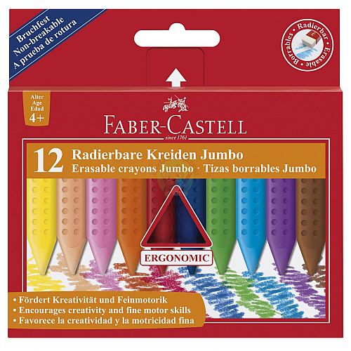 FABER CASTELL GRİP JUMBO SİLİNEBİLİR WAX CRAYON MUM VE PASTEL BOYA 12 Renk