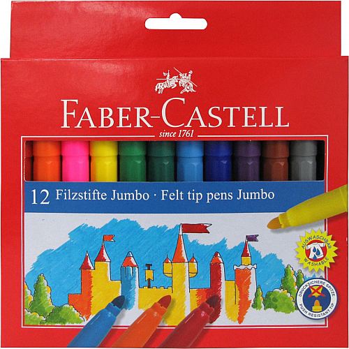 FABER CASTELL JUMBO KEÇELİ KALEM 12 li Karton Kutu