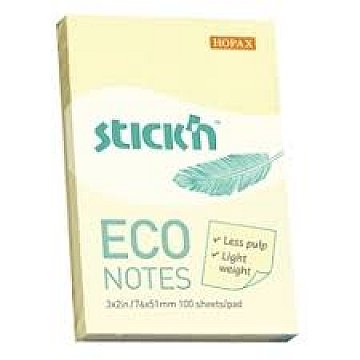 GIPTA STICKN 76x51mm.ECO NOTES 100yp. Pastel Sarı