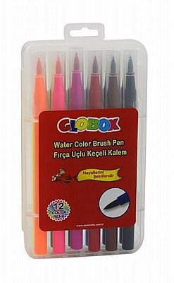 GLOBOX 12 li KEÇELİ KALEM FIRÇA UÇLU