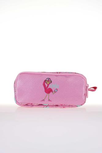 KAUKKO KIDS & LOVE Flamingo KALEMLİK KALEM ÇANTASI Aynalı-Simli