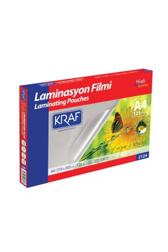 KRAF A4 216X303 125 mic LAMİNASYON FİLMİ 100 lü