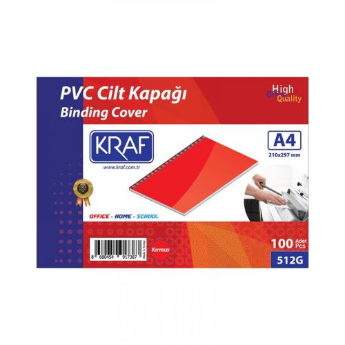 KRAF CİLT KAPAĞI A4 160 MİC. 100 lü 512G Kırmızı