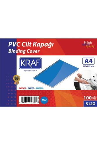 KRAF CİLT KAPAĞI A4 160 MİC. 100 lü 512G Mavi