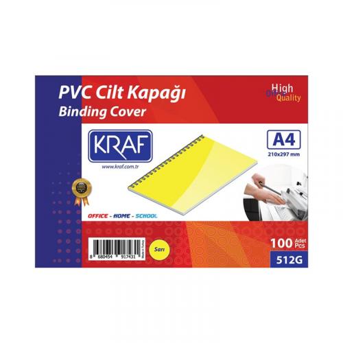 KRAF CİLT KAPAĞI A4 160 Mic. 100 lü 512G Sarı