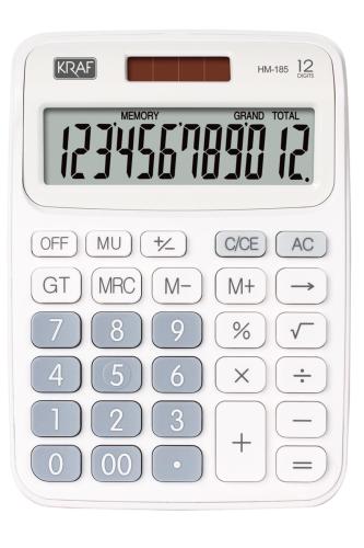 KRAF HESAP MAKİNESİ MASAÜSTÜ 12 HANE HM-185WT Beyaz