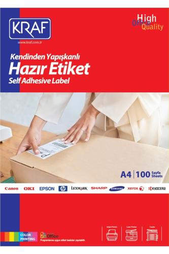 KRAF LASER ETİKET A4 KF-2000 210X297 100 lü Paket