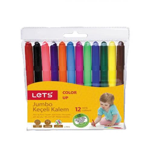 LET S L-7012 JUMBO KEÇELİ BOYA KALEMİ 12 Renk