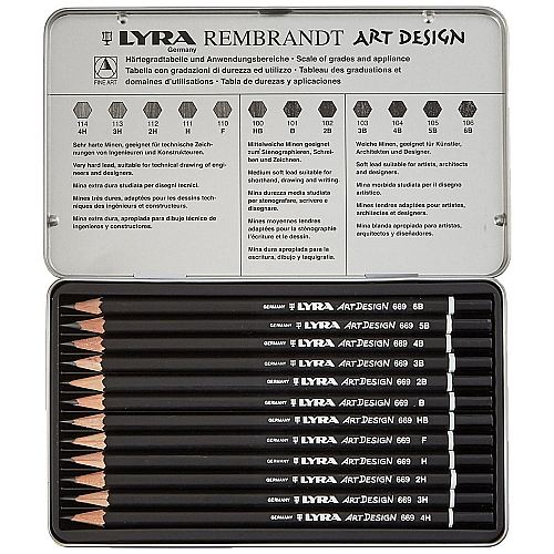 LYRA 12 li ART DESİGN METAL KUTU DERECELİ RESİM KALEMİ