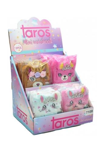 TAROS UNICK COLOR KEDİ PELUŞ KİLİTLİ A7 HATIRA DEFTERİ