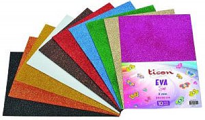TİCON 20x30cm. A4 2mm.SİMLİ EVA 10 Renk Karışık