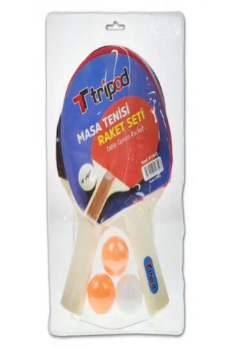 TRİPOD MASA TENİSİ RAKET SETİ 2 li Raket + 3 Top